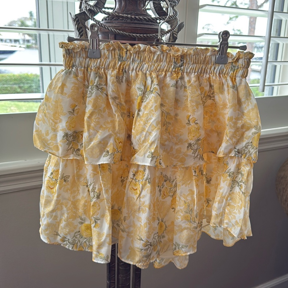 LoveShackFancy xs yellow mini skirt